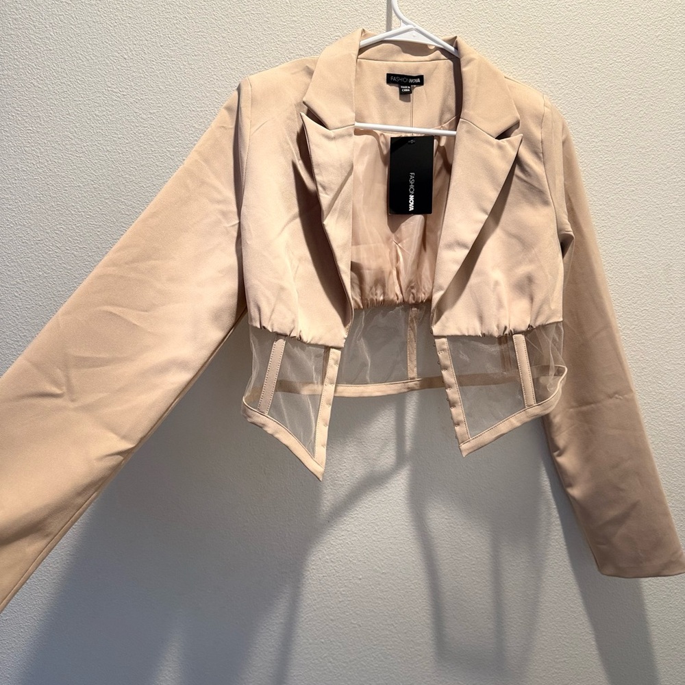 Fashion Nova Beige Cropped Blazer
